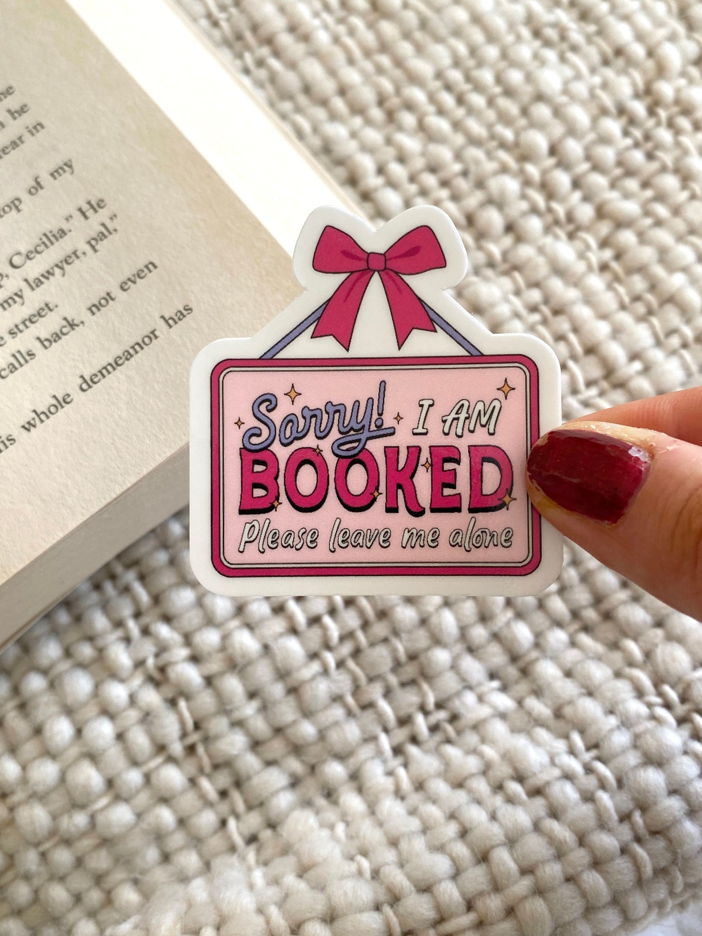 Pink Sorry I Am Booked Sticker