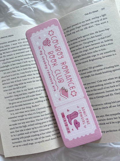 Pink Cowboy Romance Book Club Bookmark