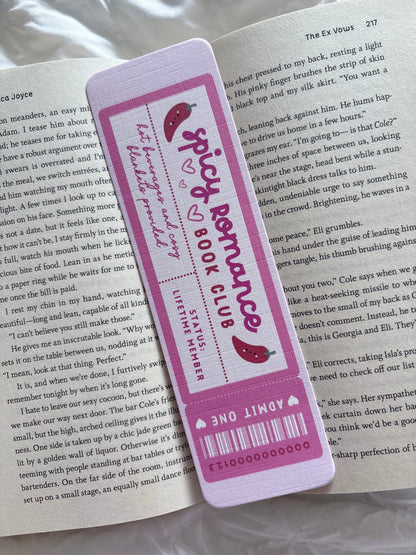 Pink Spicy Romance Book Club Bookmark
