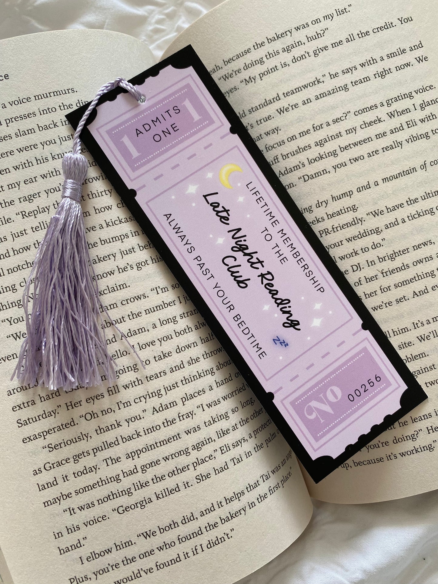 Lilac Tassel Late Night Reading Book Club Bookmark