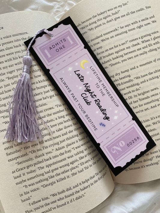 Lilac Tassel Late Night Reading Book Club Bookmark