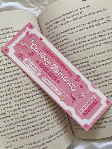 Pink Cowboy Romance Book Club Bookmark